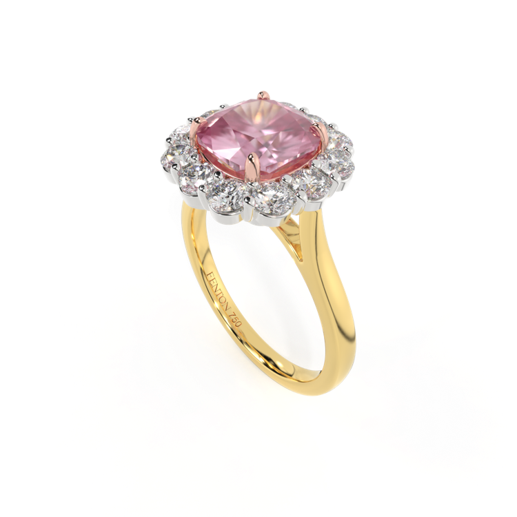 Mayfair Cushion Pink Sapphire 18K Yellow Gold Ring
