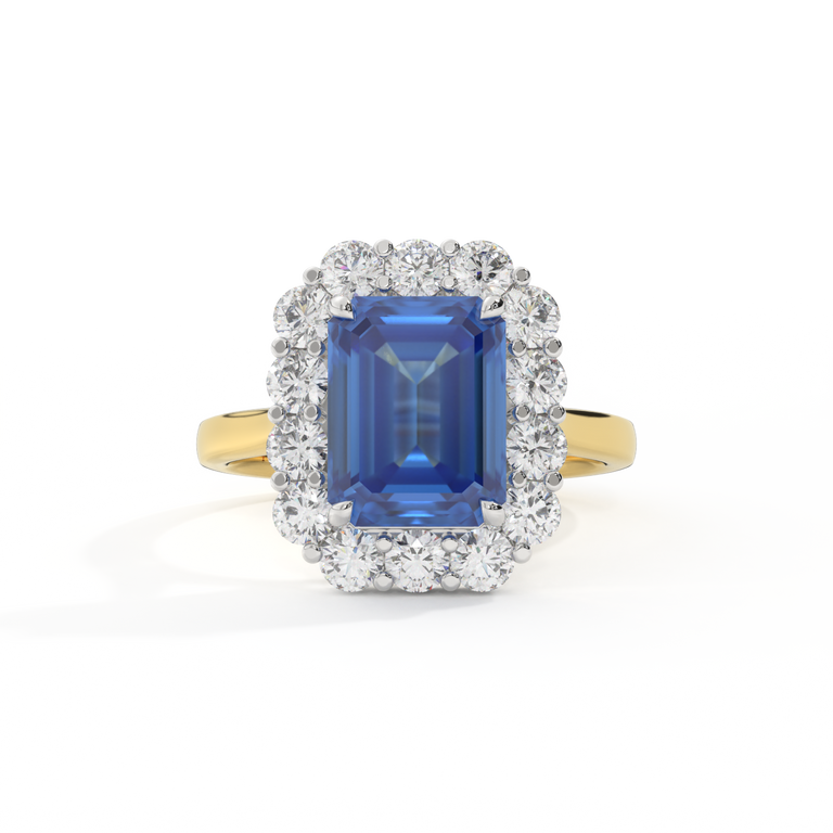 Mayfair Emerald Blue Sapphire 18K Yellow Gold Ring