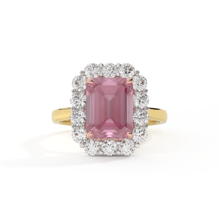 Mayfair Emerald Pink Sapphire 18K Yellow Gold Ring