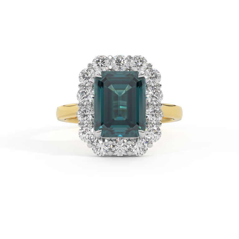 Mayfair Emerald Teal Sapphire 18K Yellow Gold Ring