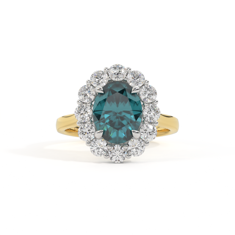 Mayfair Oval Teal Sapphire 18K Yellow Gold Ring