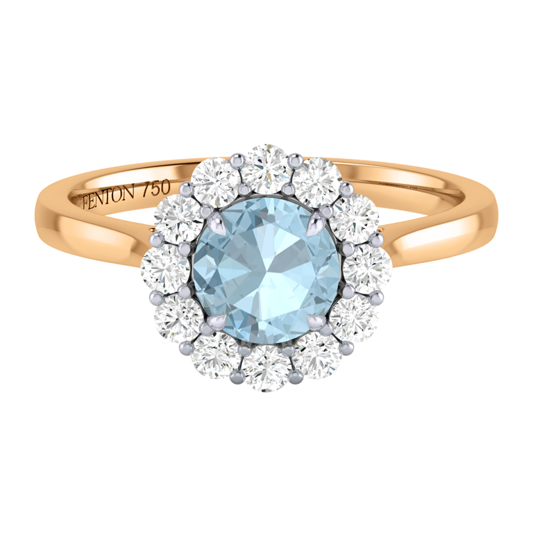 Mayfair Round Aquamarine 18K Yellow Gold Ring