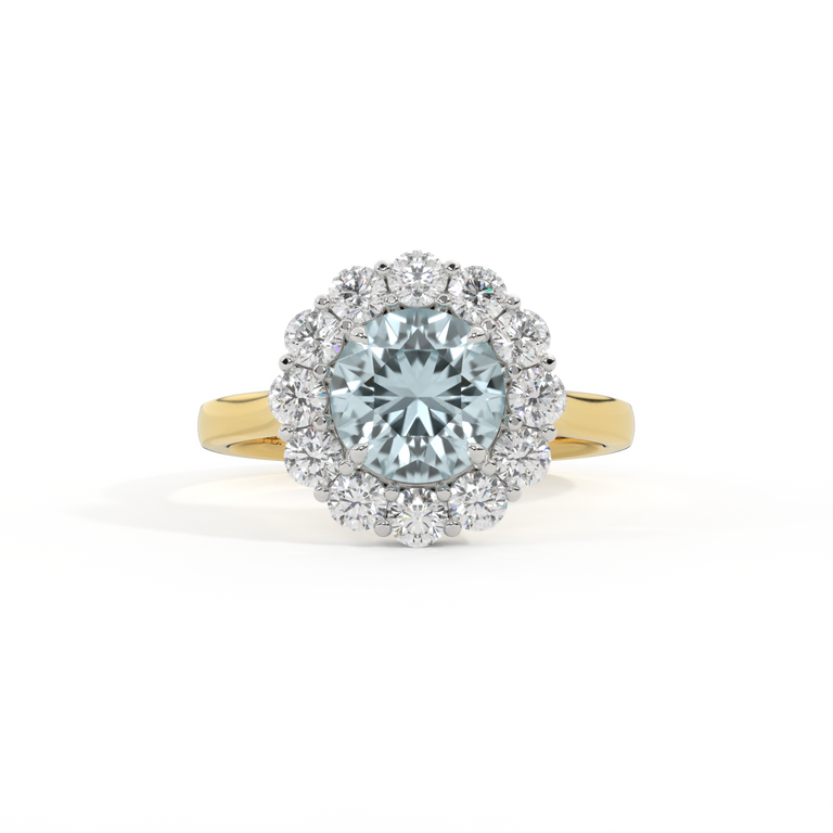 Mayfair Round Aquamarine 18K Yellow Gold Ring