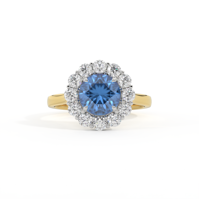 Mayfair Round Blue Sapphire 18K Yellow Gold Ring