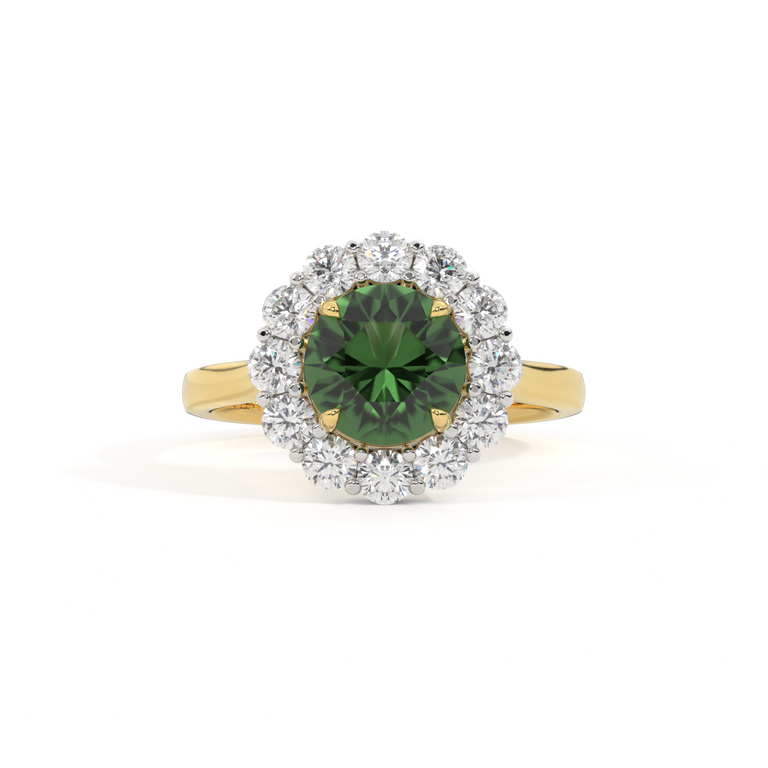 Mayfair Round Green Sapphire 18K Yellow Gold Ring