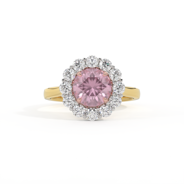 Mayfair Round Pink Sapphire 18K Yellow Gold Ring