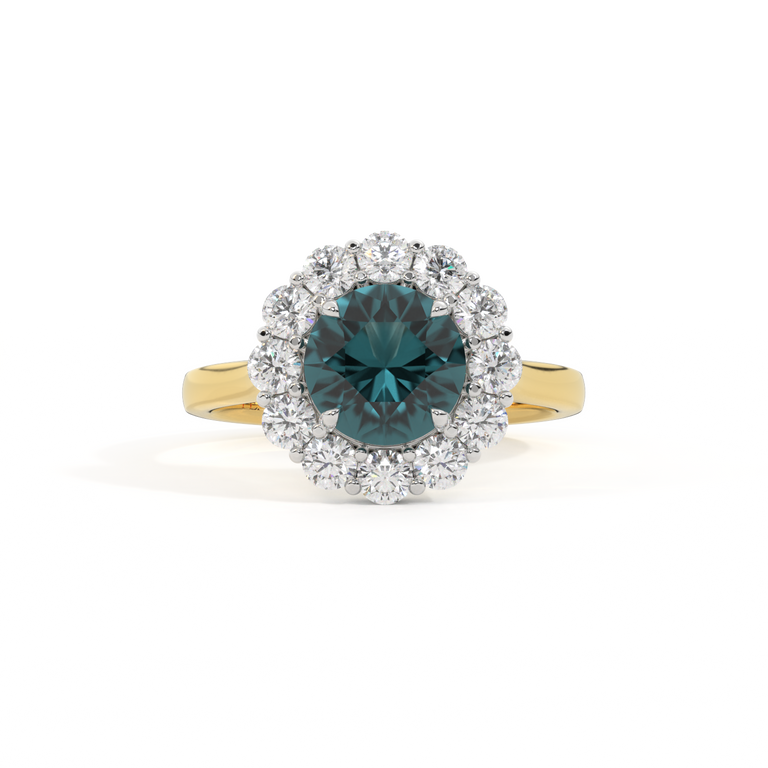 Mayfair Round Teal Sapphire 18K Yellow Gold Ring