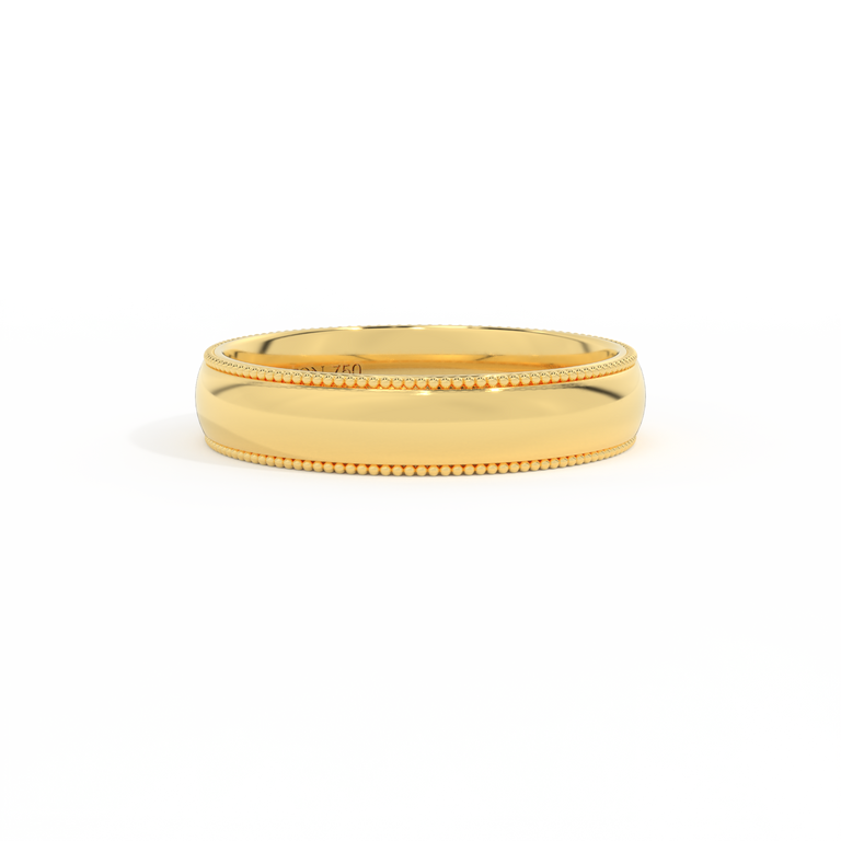 Treasure Box Milgrain Band 18K Yellow Gold 4mm