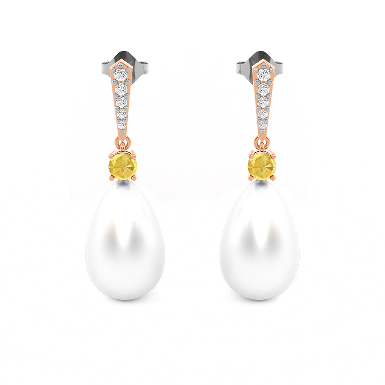 Classic Pearl and Yellow Sapphire Drops