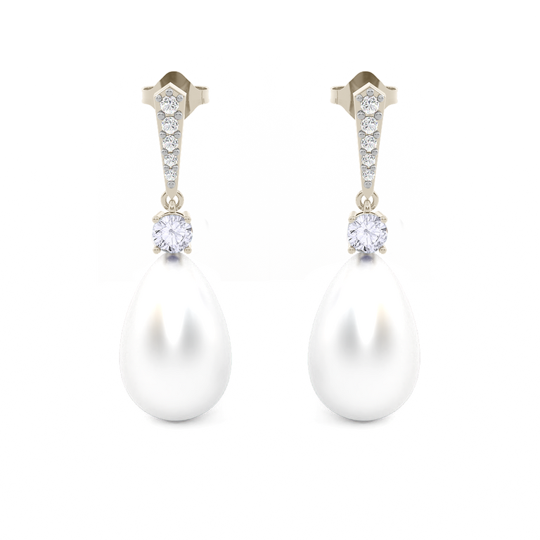 Treasure Box Classic Pearl and Diamond Drops 18k White Gold