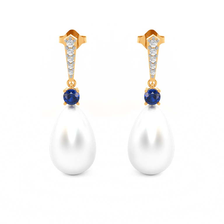 Classic Pearl and Blue Sapphire Drops