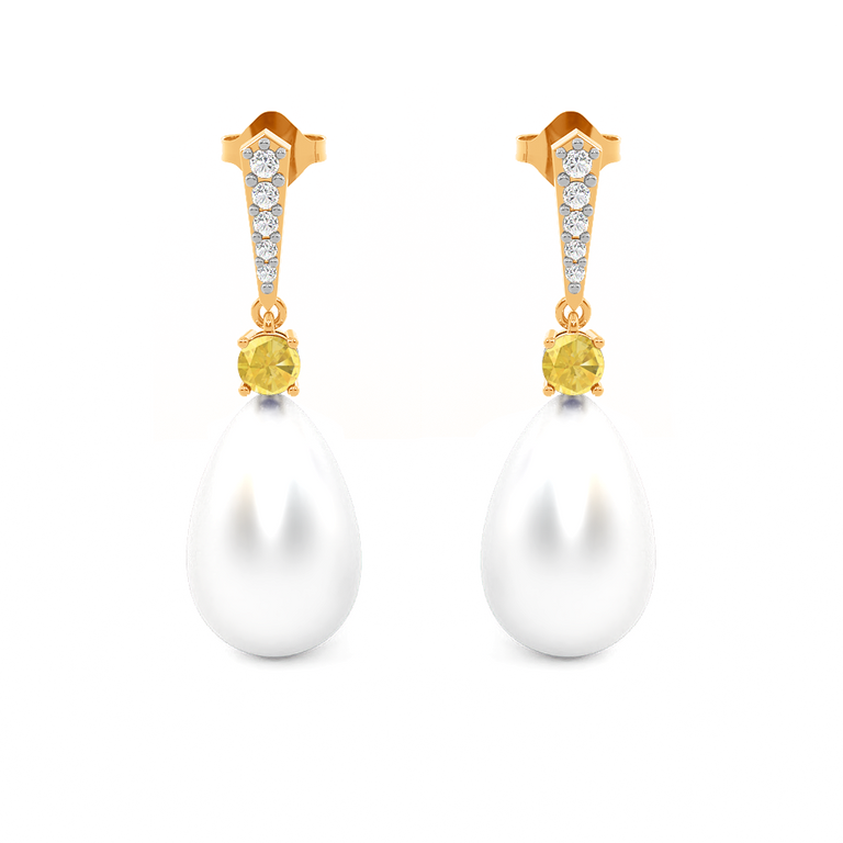 Classic Pearl and Yellow Sapphire Drops