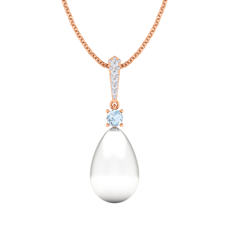Classic Pearl and Aquamarine Drop Necklace