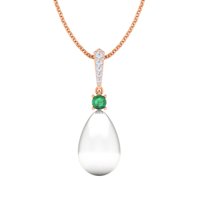Classic Pearl and Emerald Drop Necklace