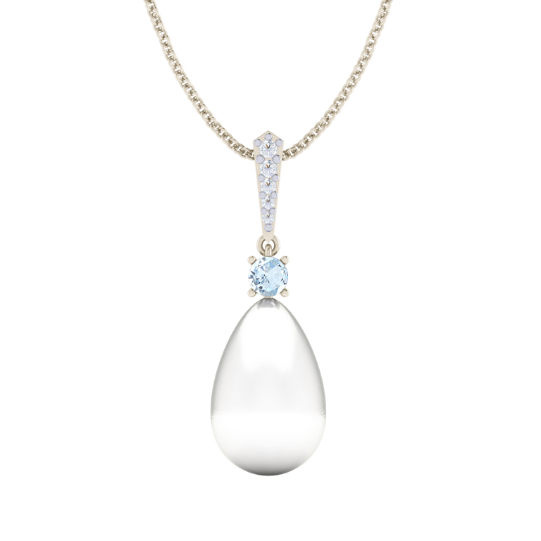 Classic Pearl and Aquamarine Drop Necklace