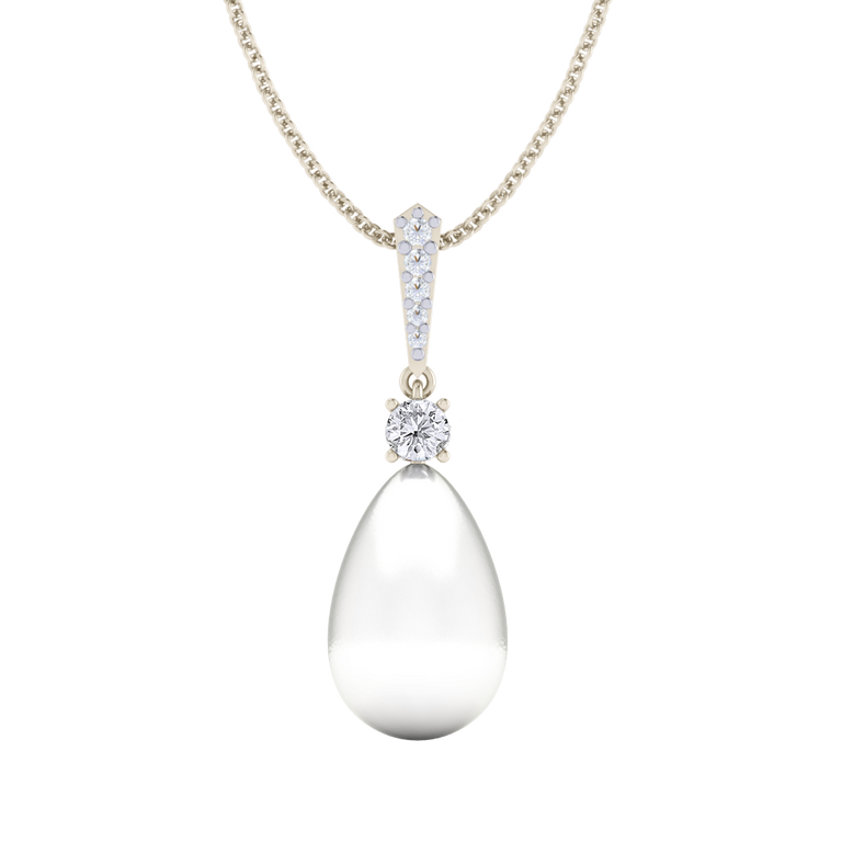 Classic Pearl and Diamond Drop Necklace