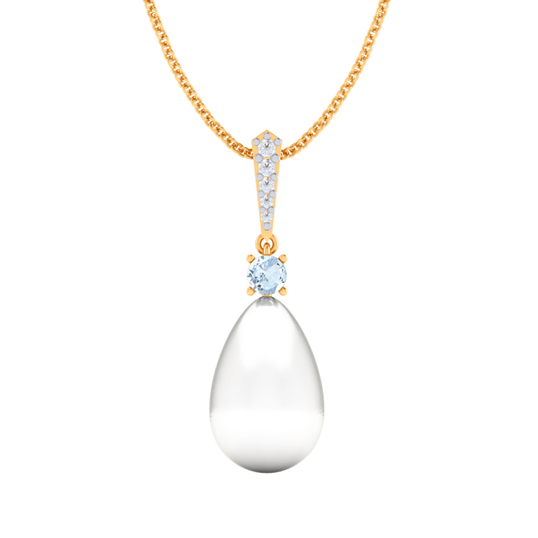 Classic Pearl and Aquamarine Drop Necklace