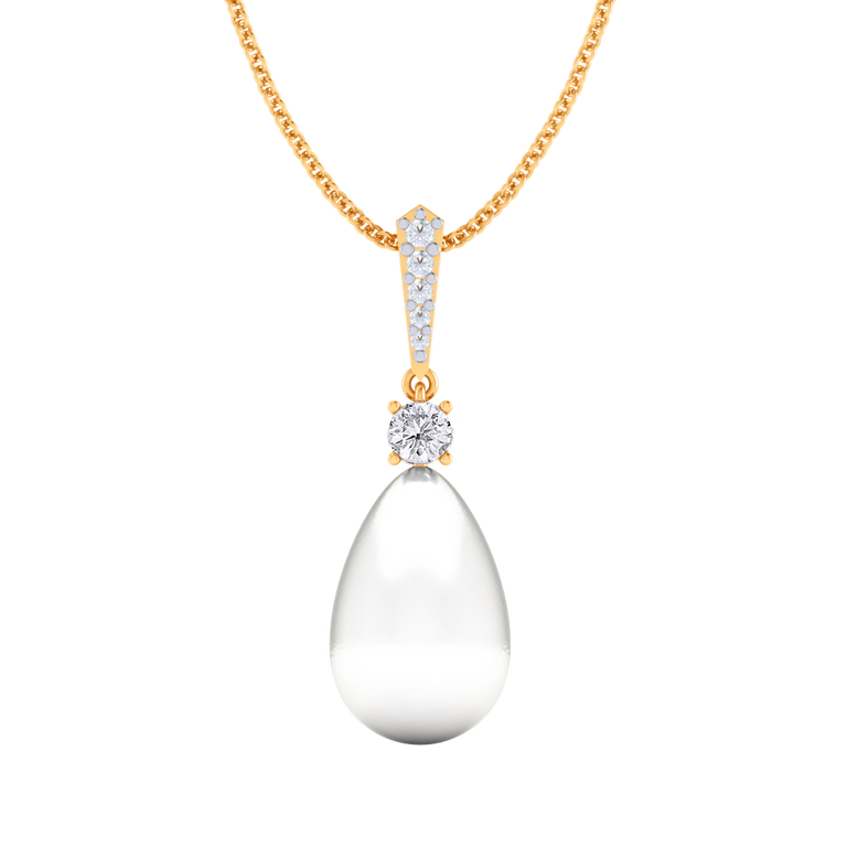 Classic Pearl and Diamond Drop Necklace