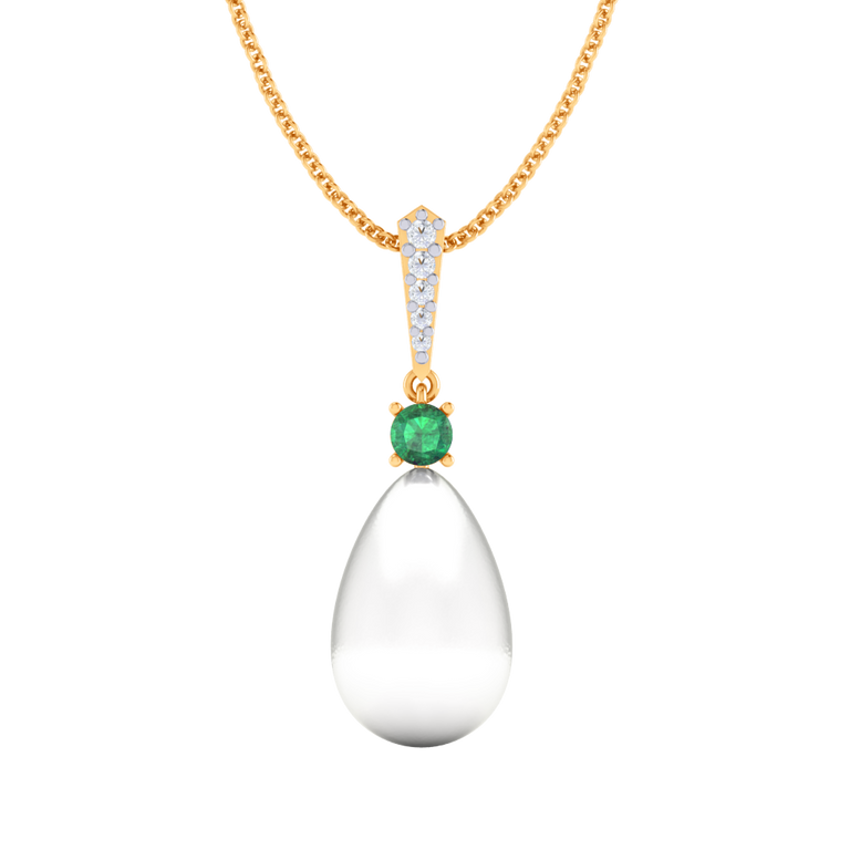 Classic Pearl and Emerald Drop Necklace