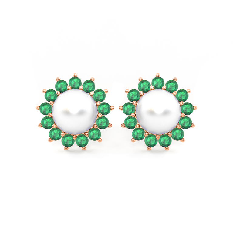 Classic Pearl and Emerald Studs