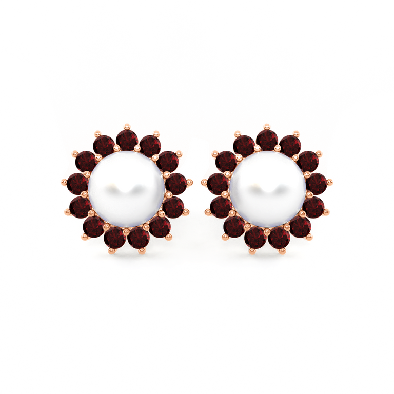 Classic Pearl and Garnet Studs