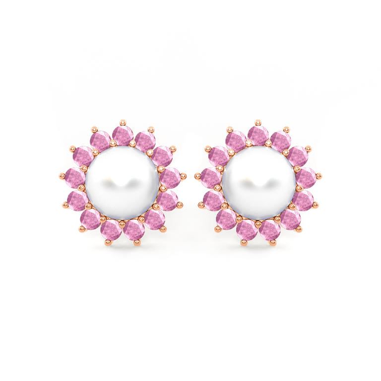 Classic Pearl and Pink Sapphire Studs