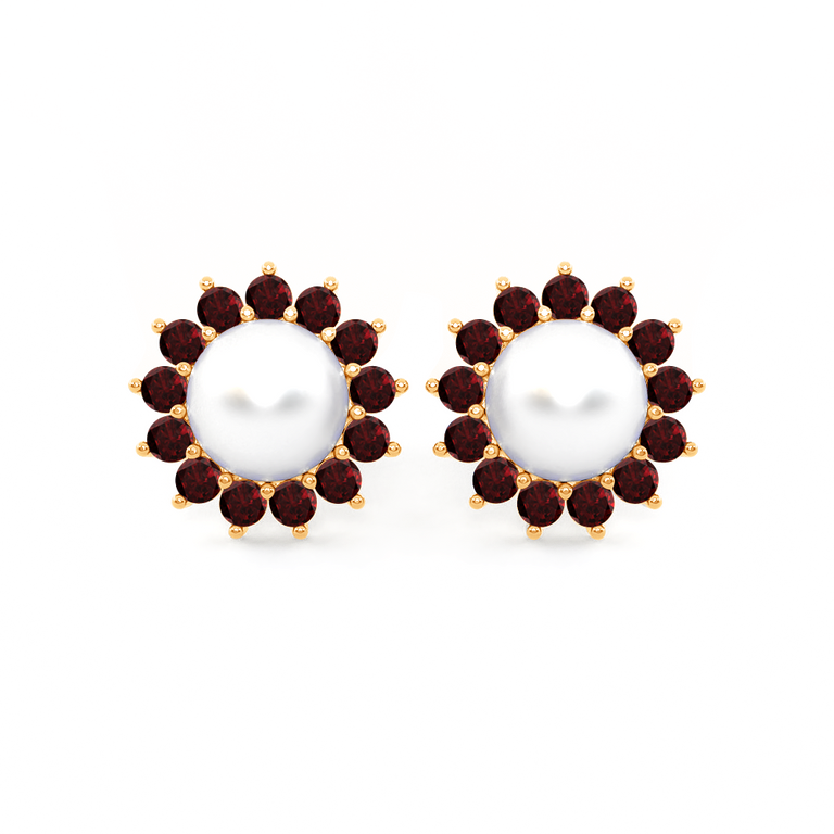 Classic Pearl and Garnet Studs