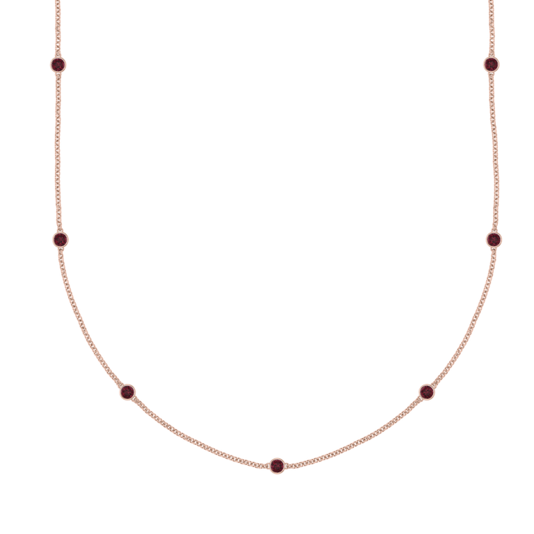 Seven Stone Bezel Garnet Necklace