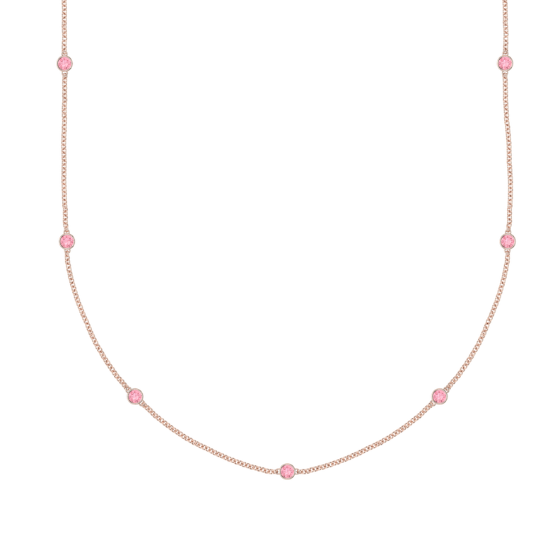Seven Stone Bezel Pink Sapphire Necklace