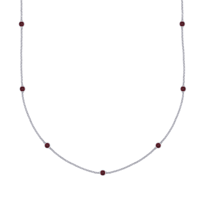 Seven Stone Bezel Garnet Necklace