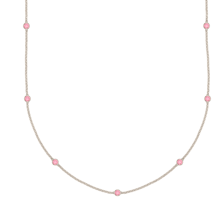 Seven Stone Bezel Pink Sapphire Necklace