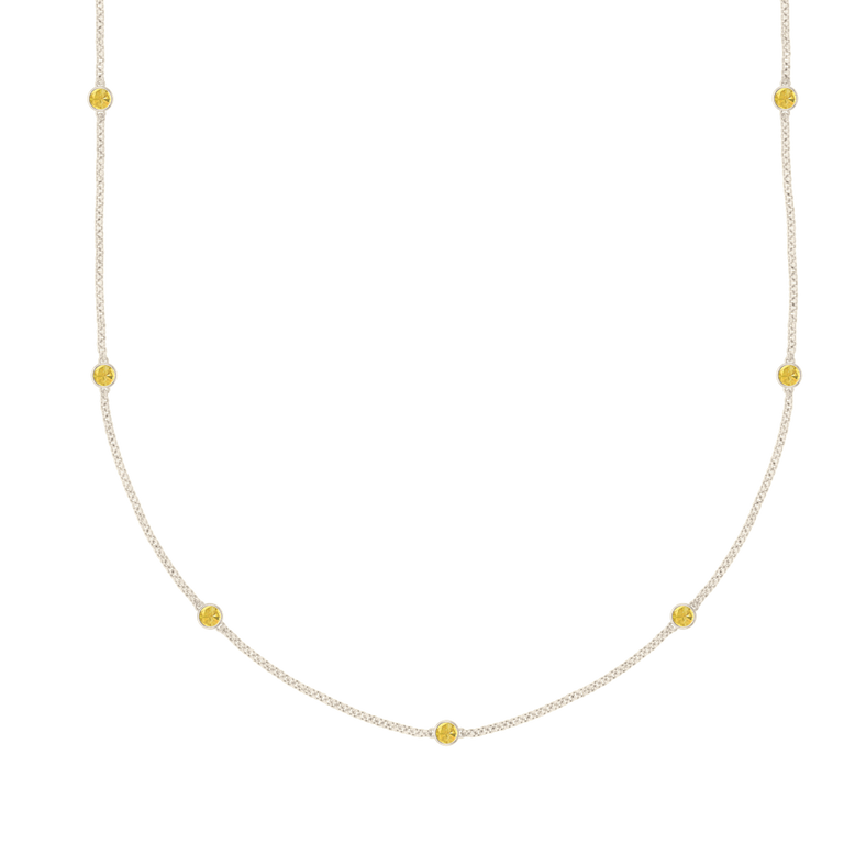 Seven Stone Bezel Yellow Sapphire Necklace