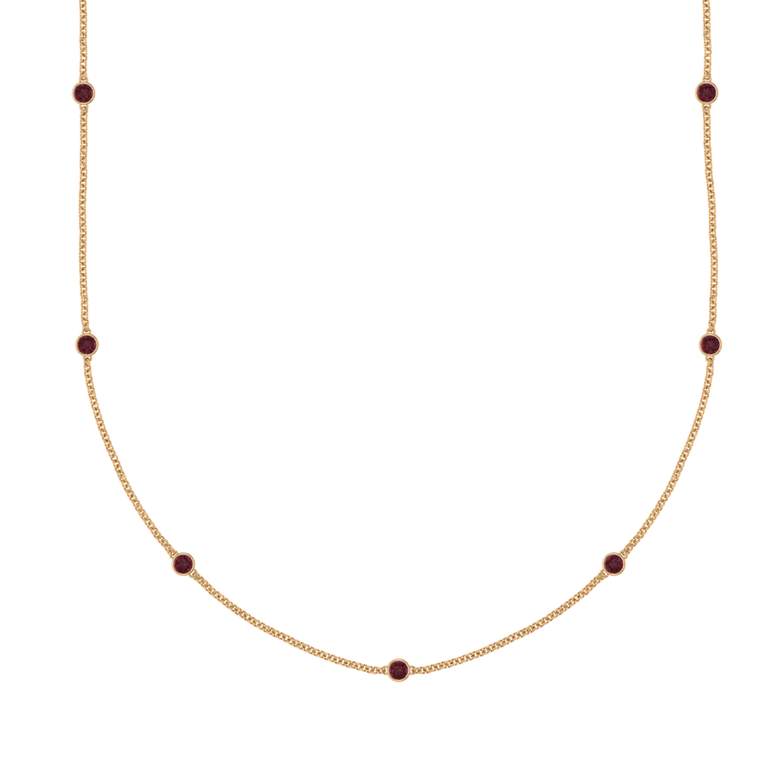 Seven Stone Bezel Garnet Necklace