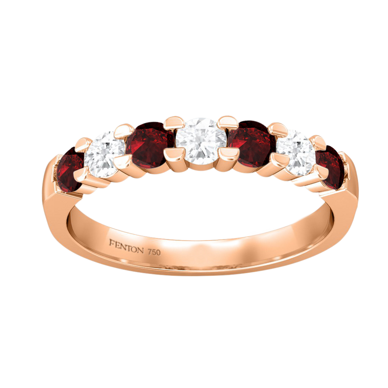 The Seven Stone Band Garnet 18K Rose Gold