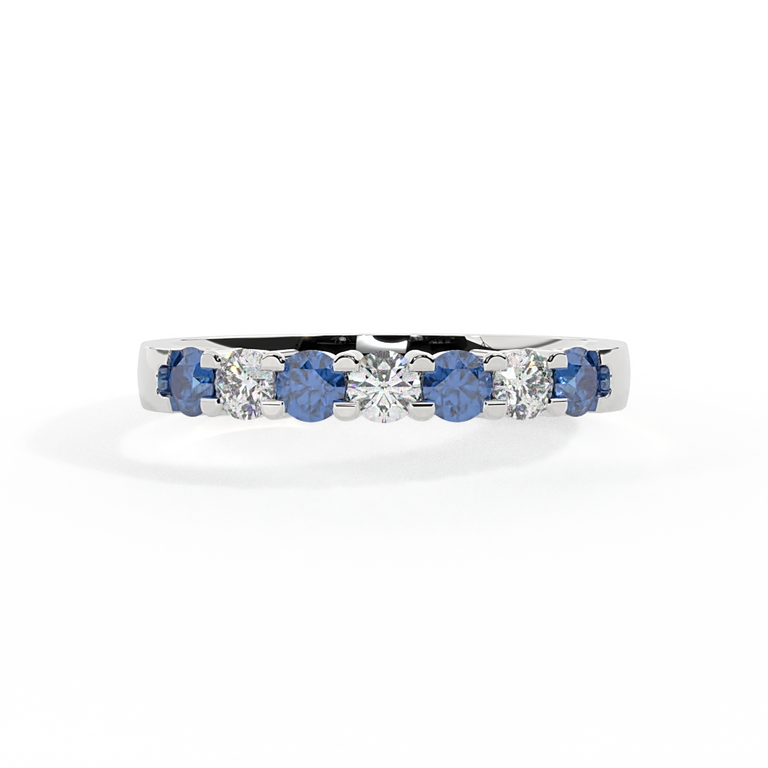 The Seven Stone, Blue Sapphire, 18K White Gold
