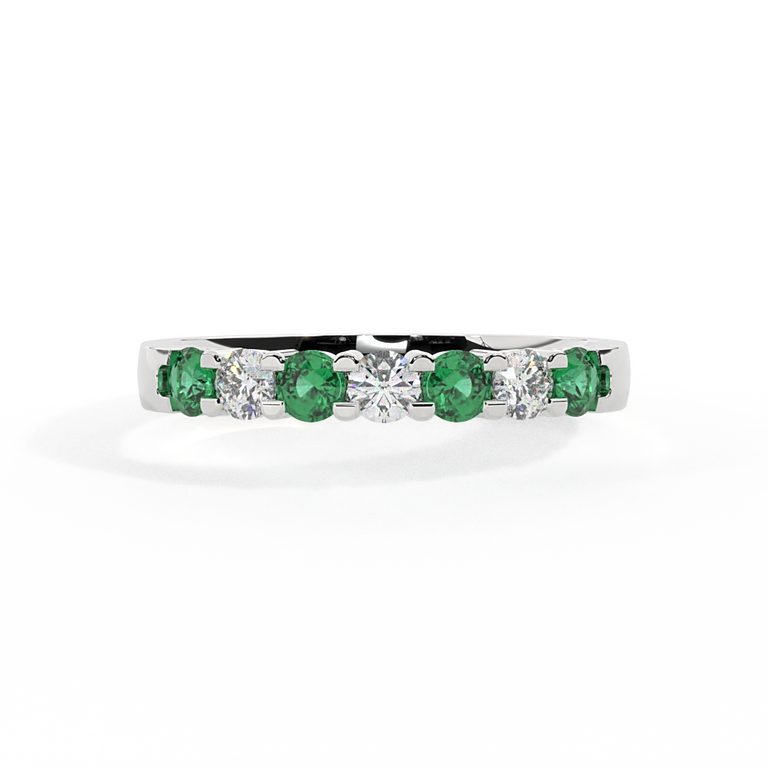 The Seven Stone, Emerald, 18K White Gold