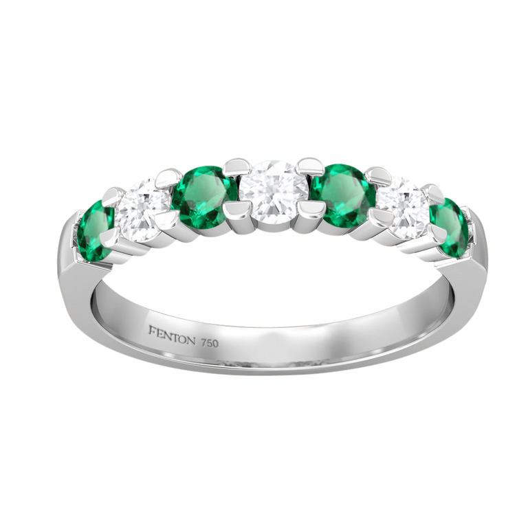 The Seven Stone, Emerald, 18K White Gold