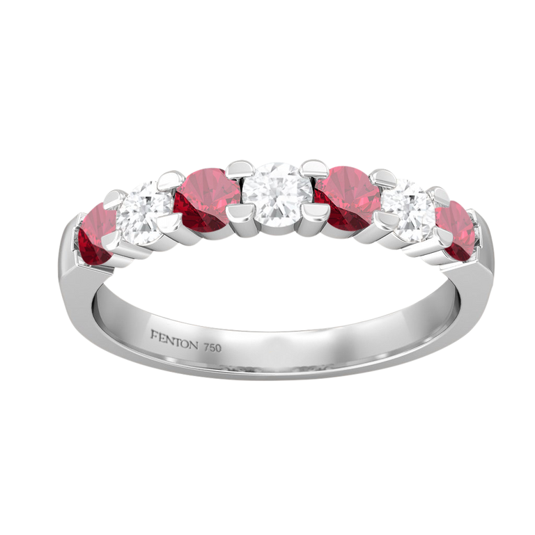 The Seven Stone, Ruby, 18K White Gold