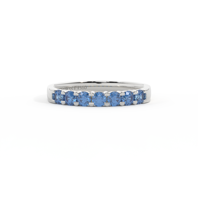 Treasure Box Seven Stone Band Blue Sapphire 18K White Gold
