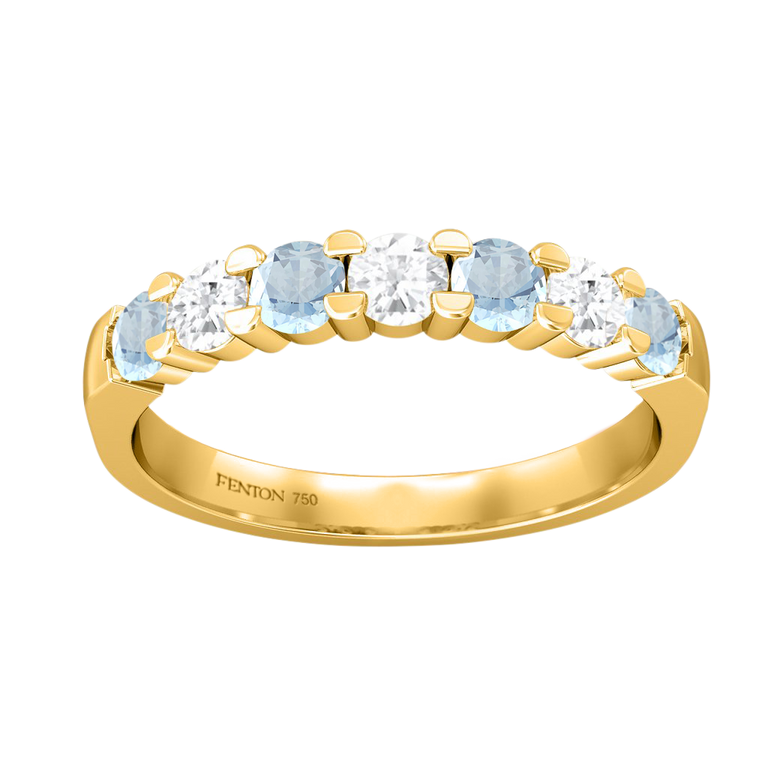 The Seven Stone, Aquamarine, 18K Yellow Gold