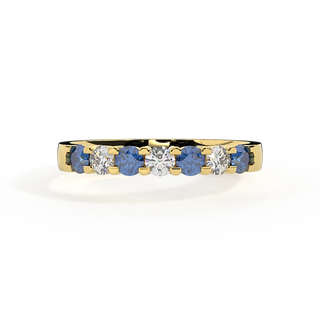 The Seven Stone, Blue Sapphire, 18K Yellow Gold
