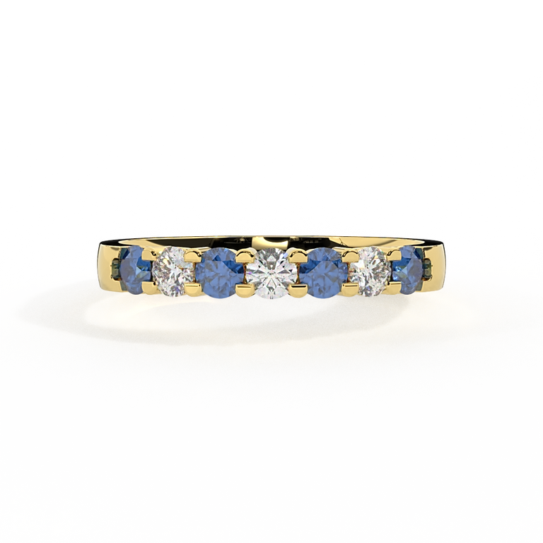 The Seven Stone, Blue Sapphire, 18K Yellow Gold