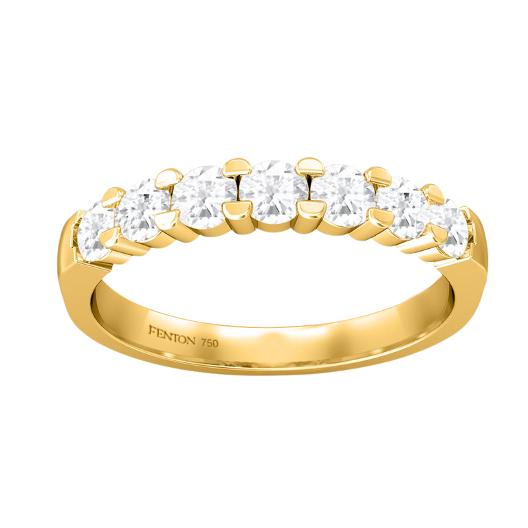 Treasure Box Seven Stone Band Lab Grown Diamond 18K Yellow Gold