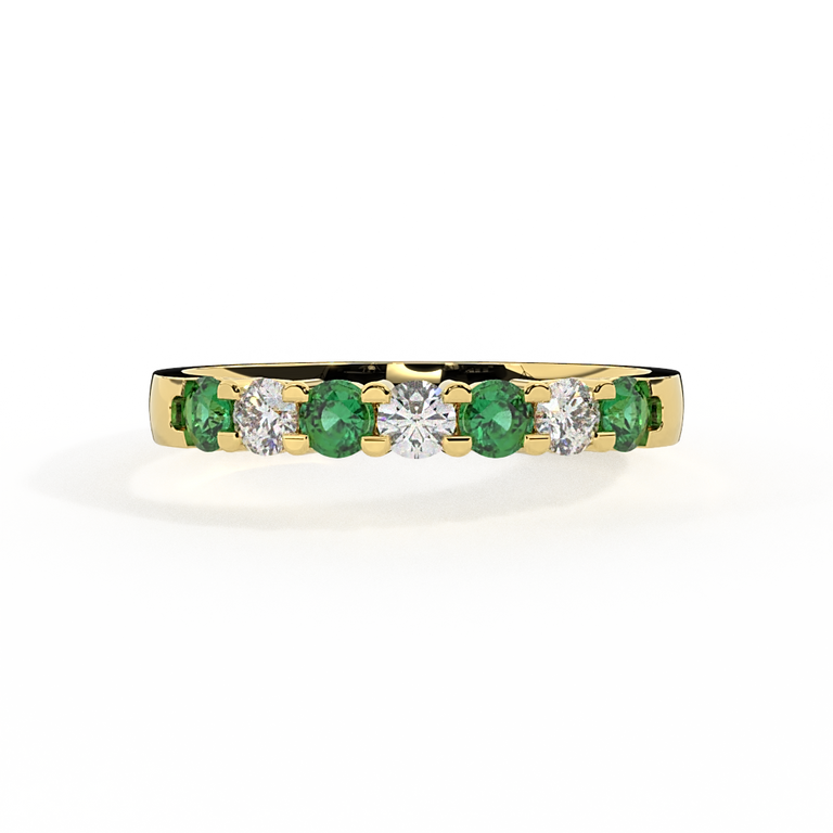 The Seven Stone, Emerald, 18K Yellow Gold