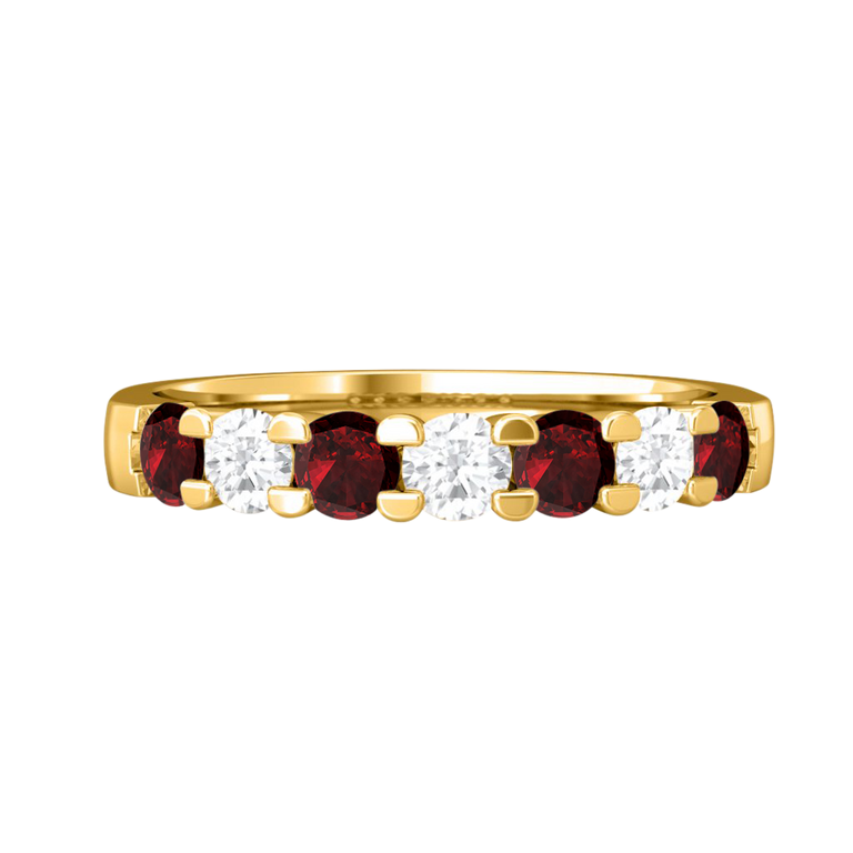 The Seven Stone Band Garnet 18K Yellow Gold