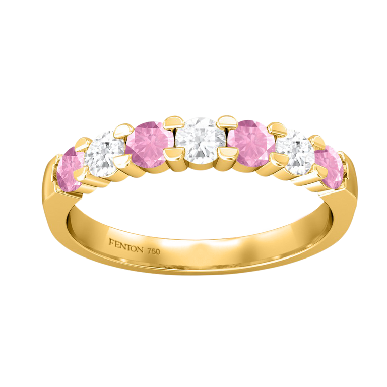 The Seven Stone, Pink Sapphire, 18K Yellow Gold
