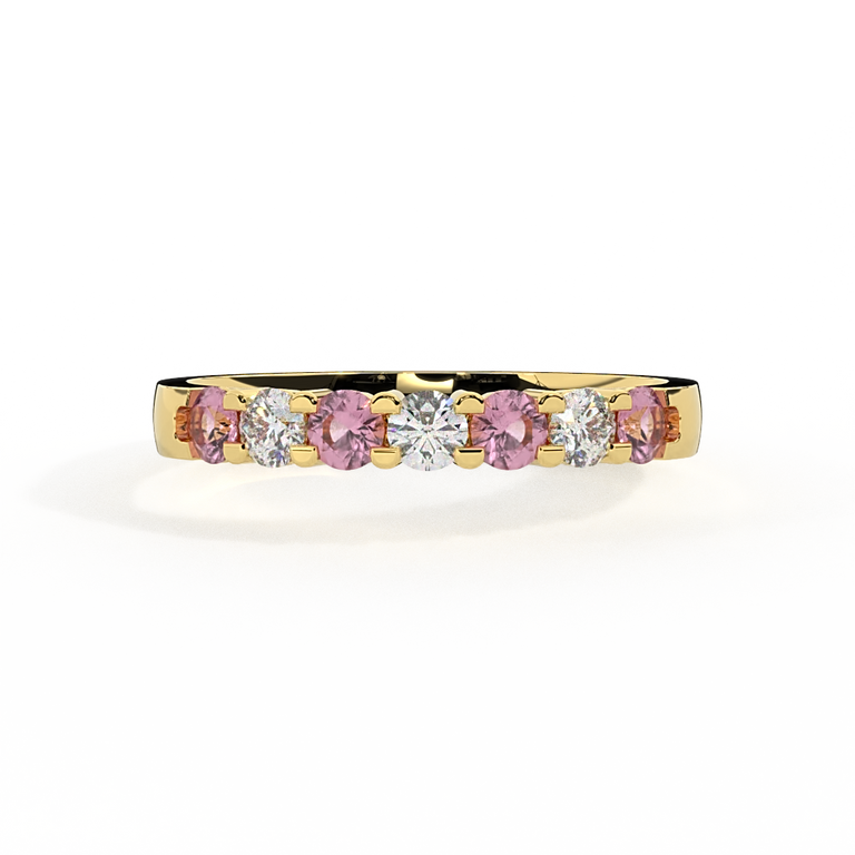 The Seven Stone, Pink Sapphire, 18K Yellow Gold