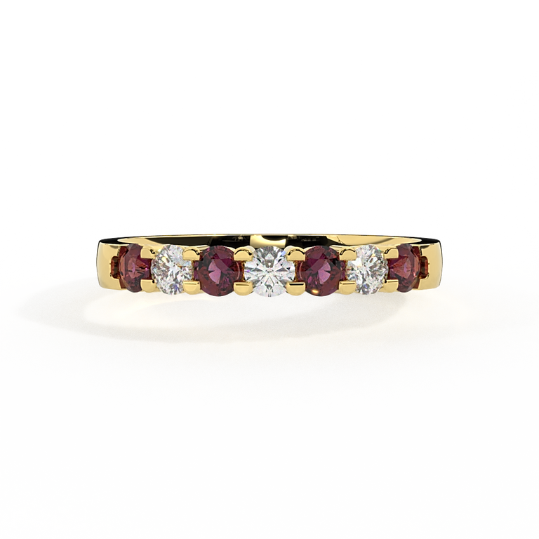 The Seven Stone, Ruby, 18K Yellow Gold