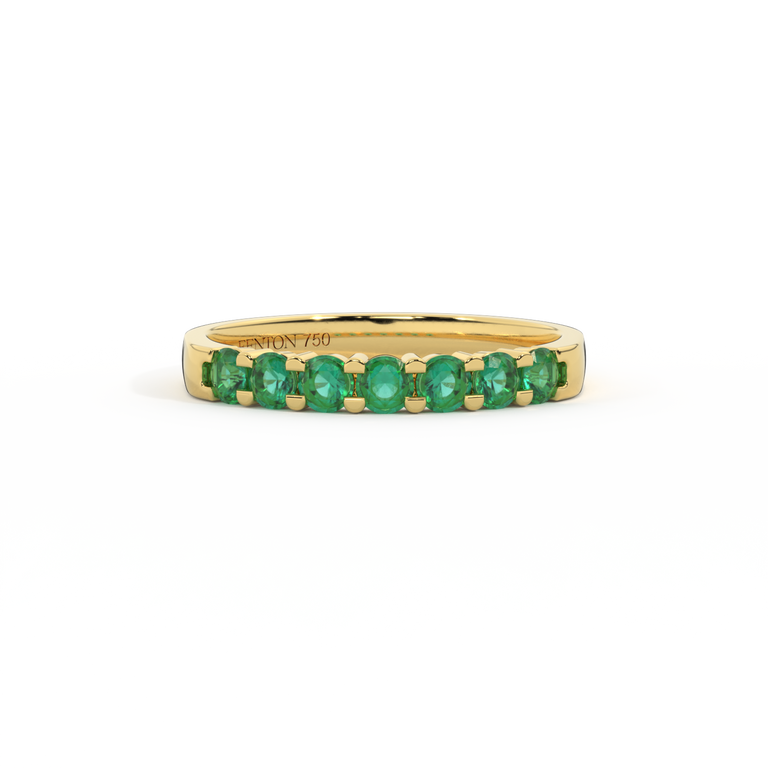 Treasure Box Seven Stone Band Emerald 18K Yellow Gold