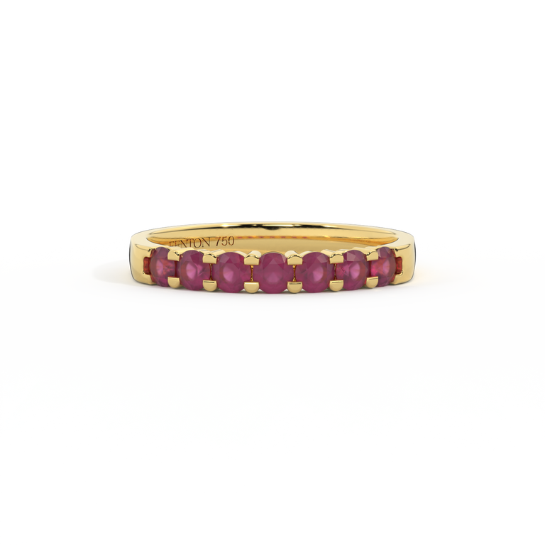 Treasure Box Seven Stone Band Ruby 18K Yellow Gold